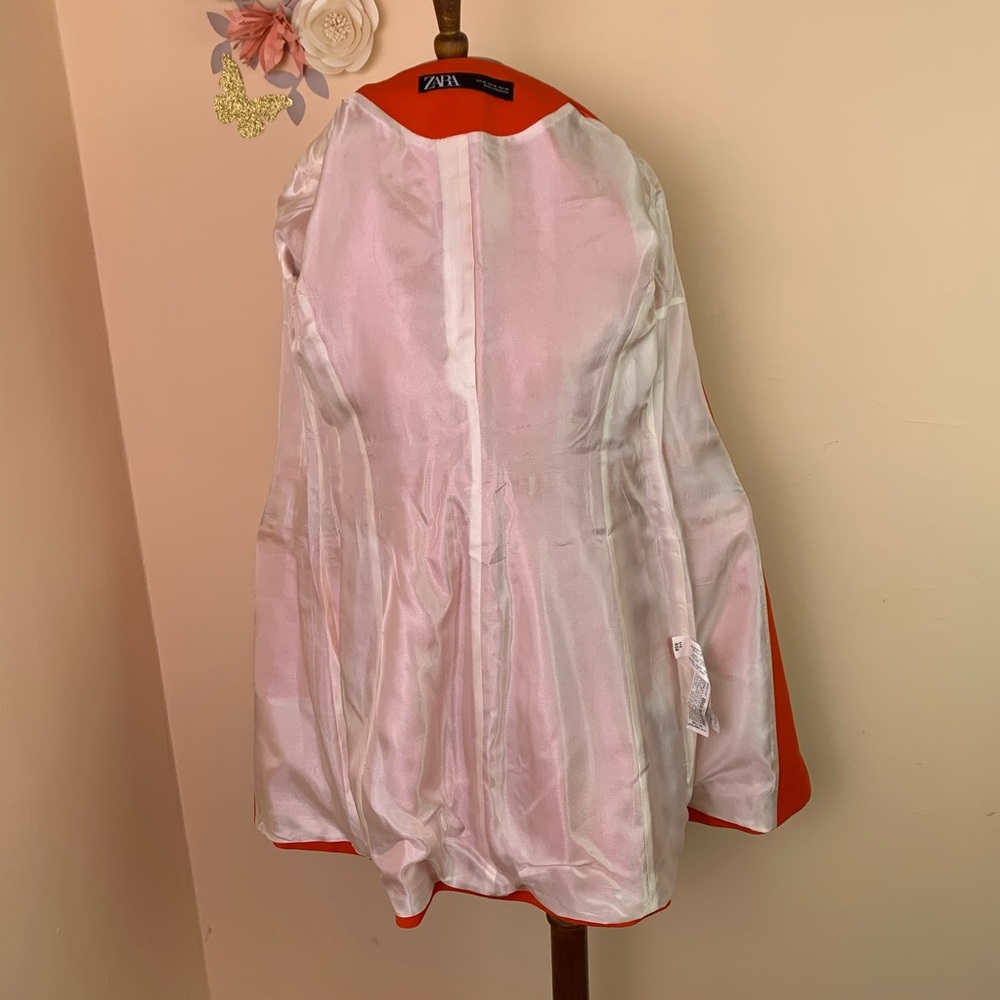 New! ZARA Orange Belted Frock Blazer Coat - Picture 13 of 13